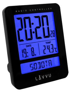 LAVVU Digitální budík řízený rádiovým signálem Duo Black s češtinou LAR0021