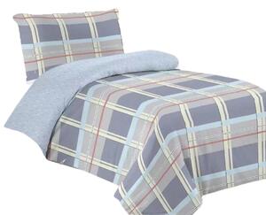 Bavlissimo 2-dílné povlečení bavlněné kárované šedé modré 140x200 na jednu postel