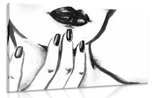 Obraz akvarelový portrét ženy v čiernobielom prevedení - 90x60 cm