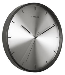 Nástěnné hodiny Finesse niklový ciferník, černé pouzdro KARLSSON (Barva-stříbrná)