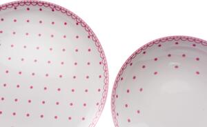 Thun 1794 Jídelní souprava, Kodaň, růžové puntíky, karlovarský porcelán, Thun, 30 d