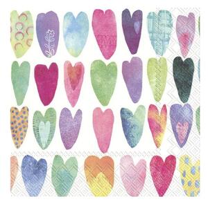 Papírové ubrousky v sadě 20 ks Rainbow Hearts - IHR