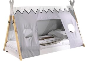 Borovicová postel Vipack Tipi 90 x 200 cm se zástěnou