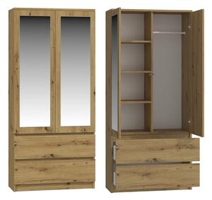 Šatní skříň se zrcadlem MALWA SS-90 dub artisan
