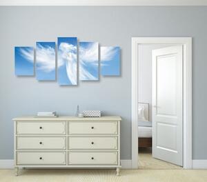 5-dílný obraz podoba anděla v oblacích - 100x50 cm