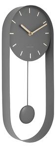 Nástěnné hodiny Kyvadlo Charm steel grey KARLSSON (Barva - šedá)