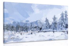 Obraz nadílka sněhu v lese - 60x40 cm