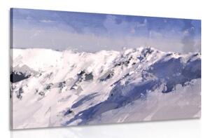 Obraz olejomalba zasněžených hor - 120x80 cm