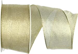 Vánoční organzová stuha ORGANDY LINES GOLD zlatá 40mm x 2m (16,-Kč/m)
