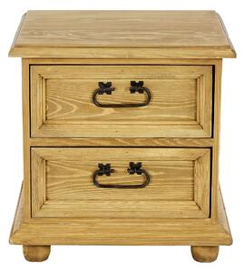 Drewmax SN700 - Dřevěný noční stolek masiv rustikální borovice (Kvalitní rustikální noční stolek z borovicového masivu masivu)