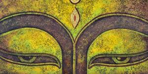 Obraz oči Budhu malované akrylovou barvou - 100x50 cm