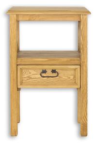 Drewmax SN703 - Dřevěný noční stolek masiv rustikální borovice (Kvalitní rustikální noční stolek z borovicového masivu masivu)