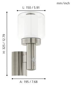 Eglo 95017 - Venkovní nástěnné svítidlo s čidlem POLIENTO 1xE27/40W IP44