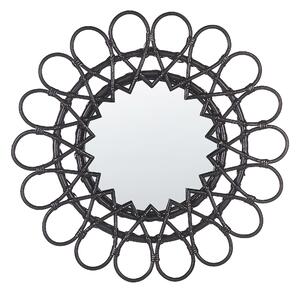 Nástěnné ratanové zrcadlo ⌀ 60 cm černé BABAI