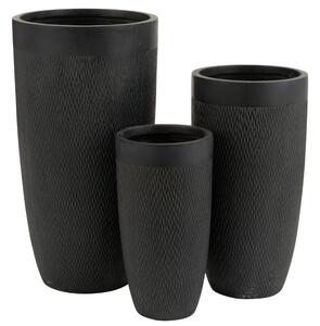 Set tří černých keramických květináčů J-line Geramio 72/58/46 cm