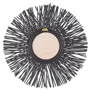 Nástěnné ratanové zrcadlo ⌀ 60 cm černé KALASIN