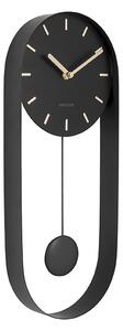 Nástěnné hodiny Kyvadlo Charm steel black KARLSSON (Barva - černá)