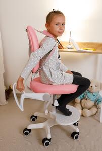 Dětská rostoucí židle s podnoží ANAIS – síťovina, plast, růžová / bílá