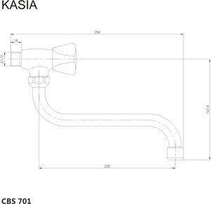 Umyvadlový nástěnný kohoutek KASIA - ramínko 20 cm - chromový