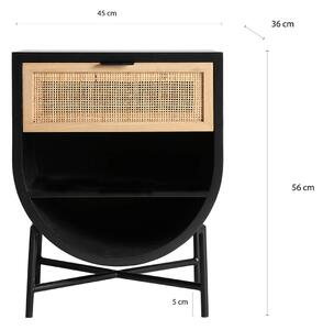 Noční stolek lieben 56 x 36 cm oblý černý