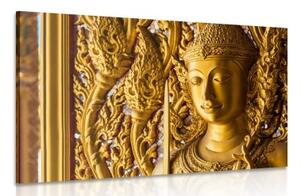 Obraz socha Budhy v chrámu - 120x80 cm