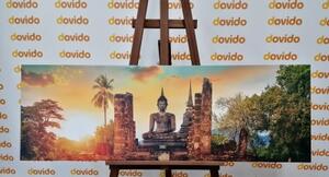 Obraz socha Budhu v parku Sukhothai - 120x40 cm