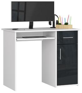 Ak furniture Volně stojící psací stůl Pin 90 cm bílý/grafitově šedý lesk