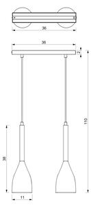 Lustr na lanku MUZA 2xE27/60W/230V