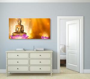 Obraz socha Budhy na lotosovém květu - 100x50 cm