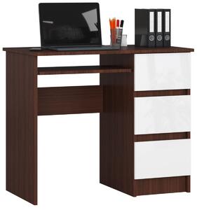 Ak furniture Psací stůl A-6 90 cm wenge/bílý pravý