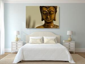 Obraz bronzová hlava Budhy - 90x60 cm
