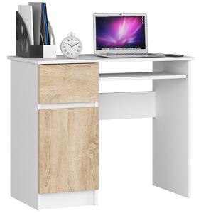Ak furniture Psací stůl PIKSEL 90 cm bílý/dub sonoma levý