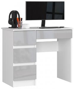Ak furniture Psací stůl A-7 90 cm bílý/šedý levý