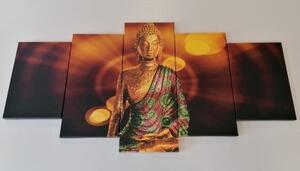 5-dílný obraz socha Budhu s abstraktním pozadím - 100x50 cm