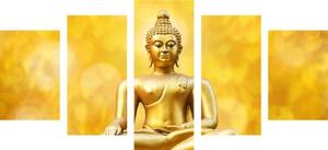 5-dílný obraz zlatá socha Budhy - 100x50 cm