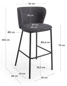 Tmavě šedá barová židle 102 cm Ciselia – Kave Home