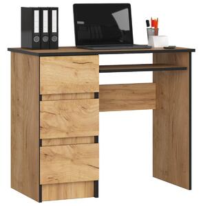 Ak furniture Psací stůl A-6 90 cm dub craft zlatý levý
