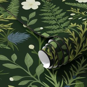 Tapety Lesní bylinky a bobule na tmavě zeleném pozadí, Tapety květiny, a00621v2 : uwalls.cz