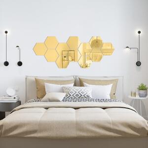 Sada samolepek na zeď 12 ks 17x20 cm Hexagons Gold – Ambiance