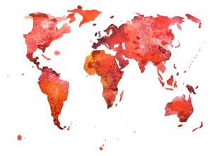 Tapeta kontinenty v červené barvě