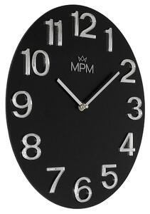 Dřevěné designové hodiny stříbrné/černé MPM Timber Simplicity - E