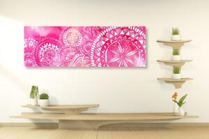 Obraz Mandala růžový akvarel - 120x40 cm