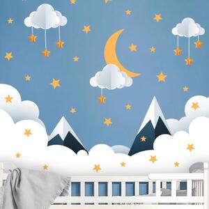Dětská samolepka na zeď 90x60 cm Mountains in Stars and Clouds – Ambiance