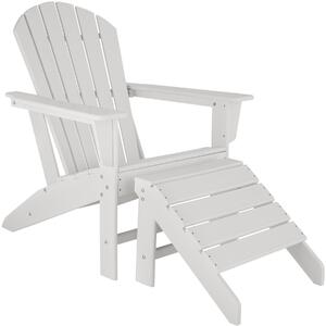 Tectake 404610 zahradní židle s podnožkou - bílá/bílá
