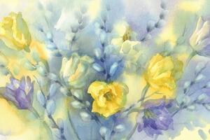 Tapeta akvarelové žluté tulipány