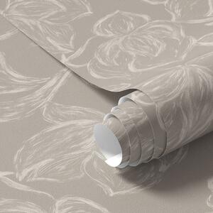 Tapety Krémové obrysy květin na teplém taupe pozadí, Tapety květiny, a00625v2 : uwalls.cz