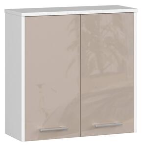 Avord Závěsná koupelnová skříňka Fin 60 cm bílá/cappuccino lesk