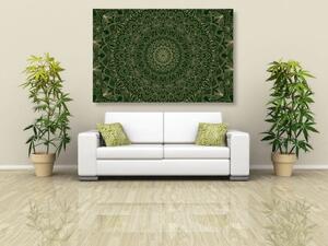 Obraz detailní ozdobná Mandala v zelené barvě - 90x60 cm