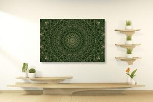 Obraz detailní ozdobná Mandala v zelené barvě - 60x40 cm
