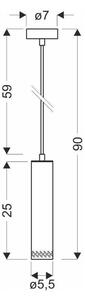 Černé závěsné svítidlo s dřevěným stínidlem ø 7 cm Tubo – Candellux Lighting